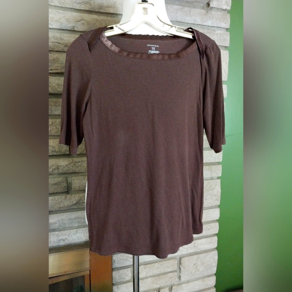 GEORGE brown boat/crew neck short sleeve shirt top Size 4/6